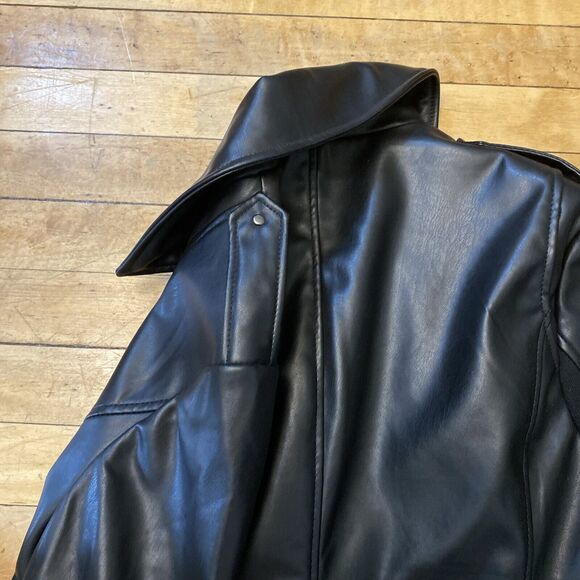 Lane Bryant Womens Jacket Size L? Black Polyester Faux Leather Bomber - Picture 16 of 16